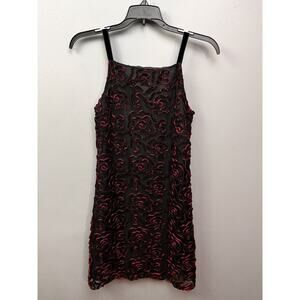 Maggie Breen Too Dress Girls 14 Red Black Whimsigoth Floral Velvet Sleeveless